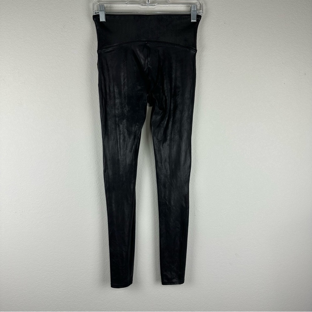 Spanx Black Faux Leather Shapewear Leggings Size Medium